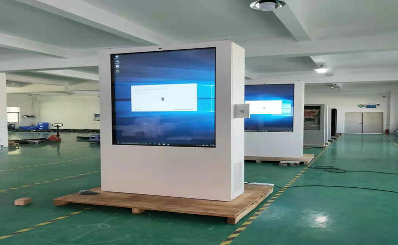 Pantalla lcd de doble cara de pie para exteriores