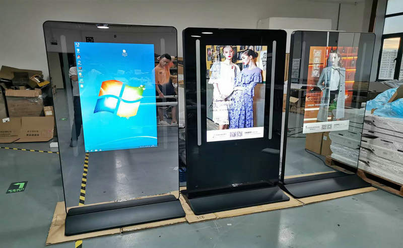 Pantalla lcd de espejo mágico de pie para interiores